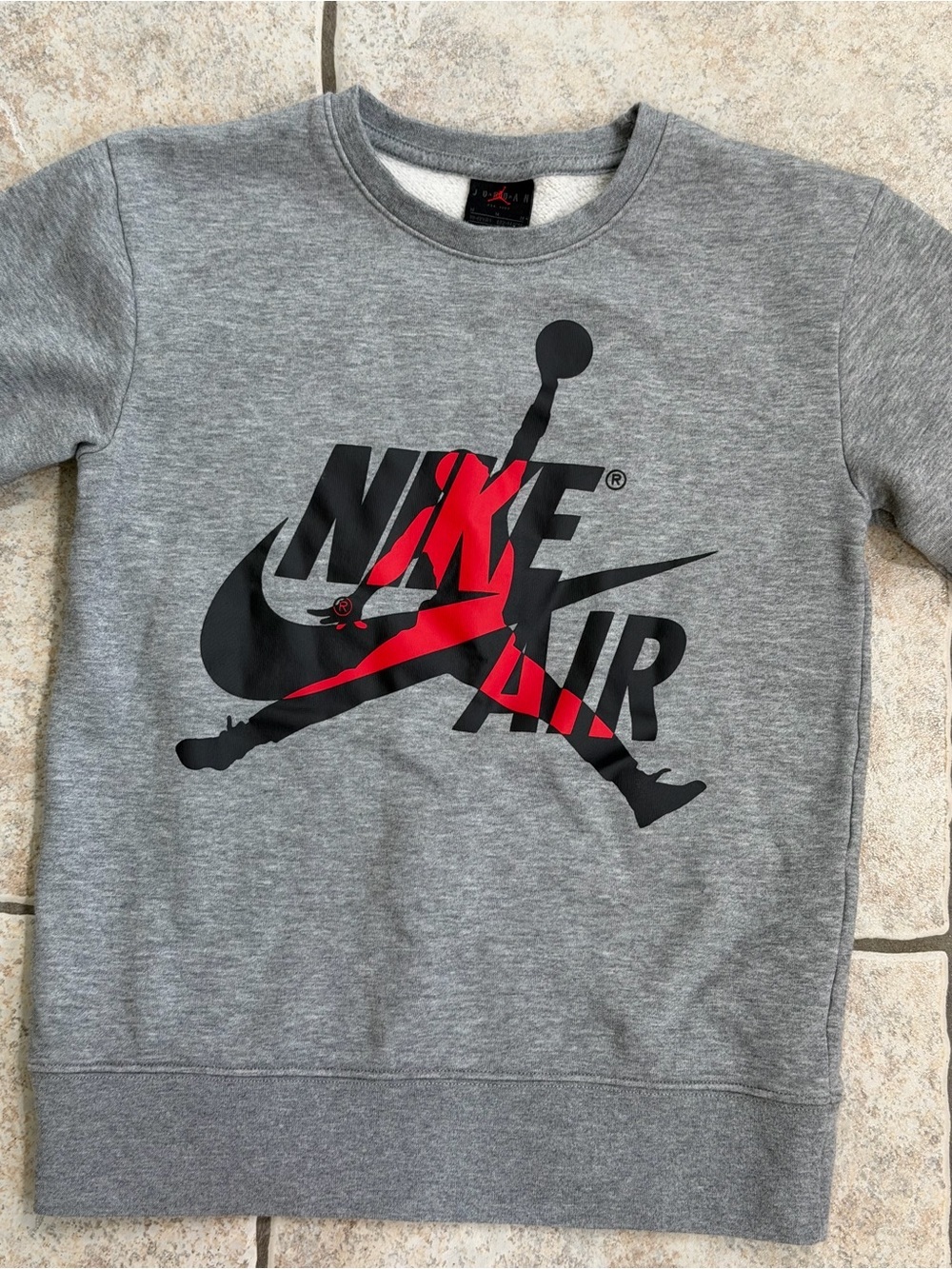 Nike Gray Air Jordan Logo Crewneck Sweater boys size medium - Picture 3 of 7